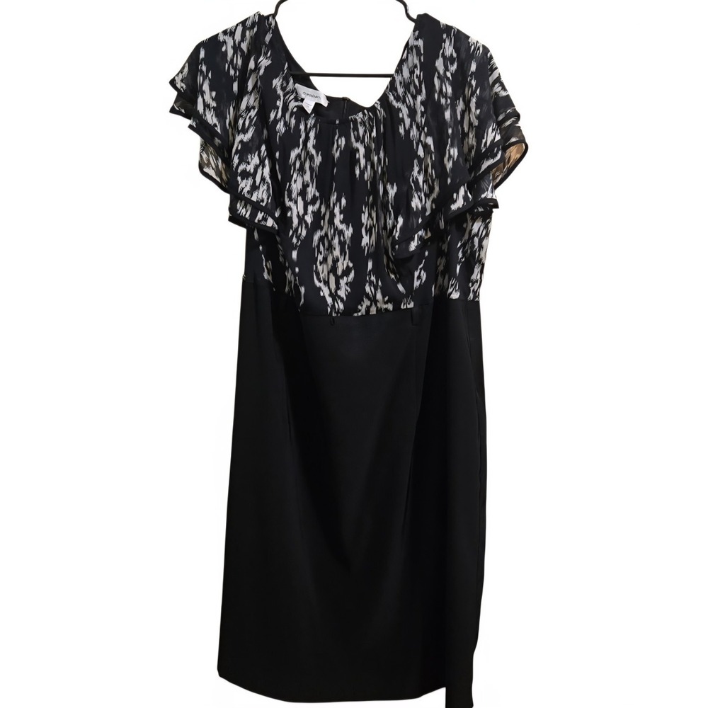 Dress Barn Womens Belted Sheath Dress Size 20 Black and White Career Wear
